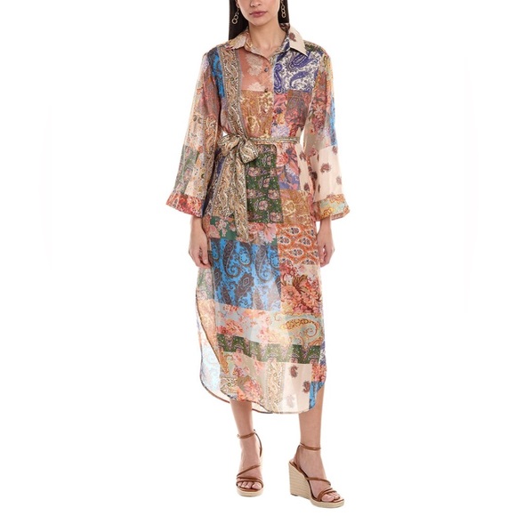 Zimmermann Silk Devi Patchwork Midi Shirt Dress - Picture 1 of 8
